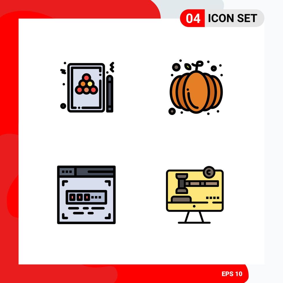 symboles d'icônes universels groupe de 4 couleurs plates modernes de code de billard billard halloween développement frontal éléments de conception vectoriels modifiables vecteur