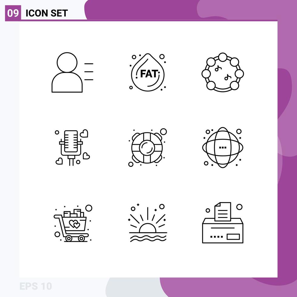 pack d'icônes vectorielles stock de 9 signes et symboles de ligne pour la vie virtuose de l'économiseur de données mariage éléments de conception vectoriels modifiables vecteur