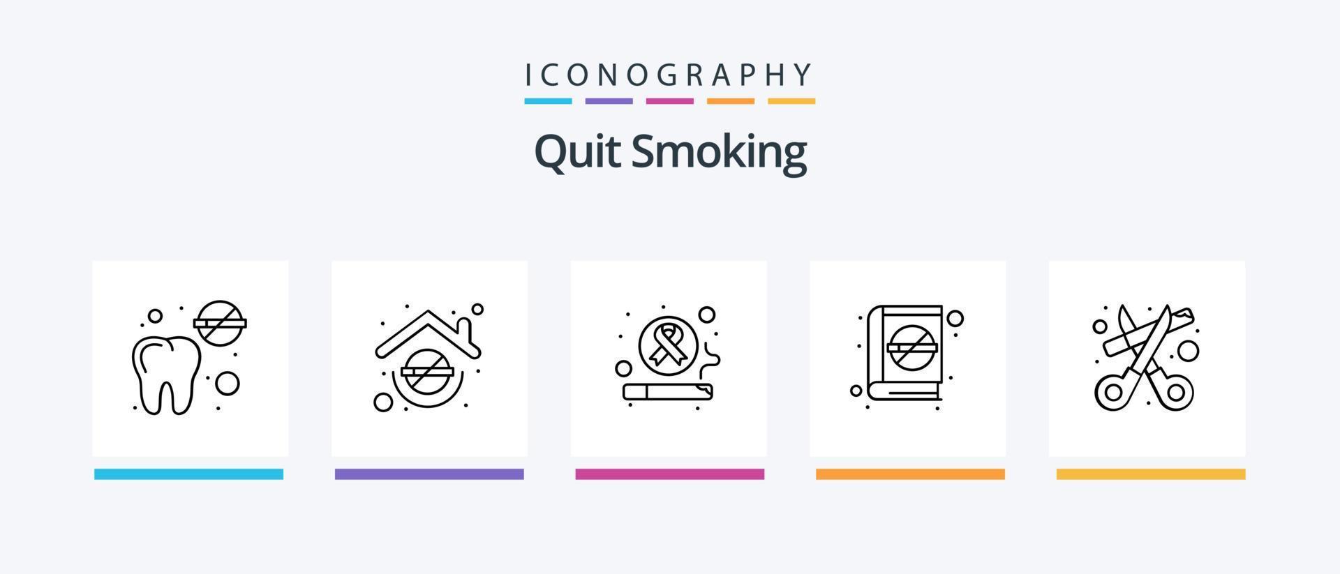 arrêtez de fumer le pack d'icônes de la ligne 5, y compris les ciseaux. mode de vie. fumeur. fumeur. mode de vie. conception d'icônes créatives vecteur