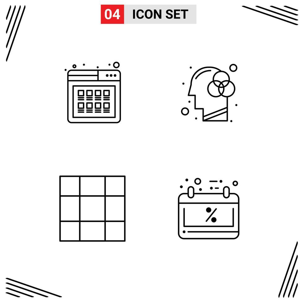 concept de 4 lignes pour les sites Web mobiles et les applications acheter la grille acheter l'esprit humain éléments de conception vectoriels modifiables en noir vecteur