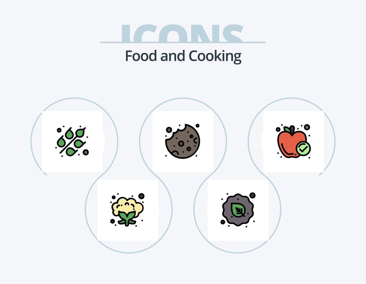 pack d'icônes remplies de ligne alimentaire 5 conception d'icônes. gâteau. repas. Médicament. nourriture. nectar vecteur