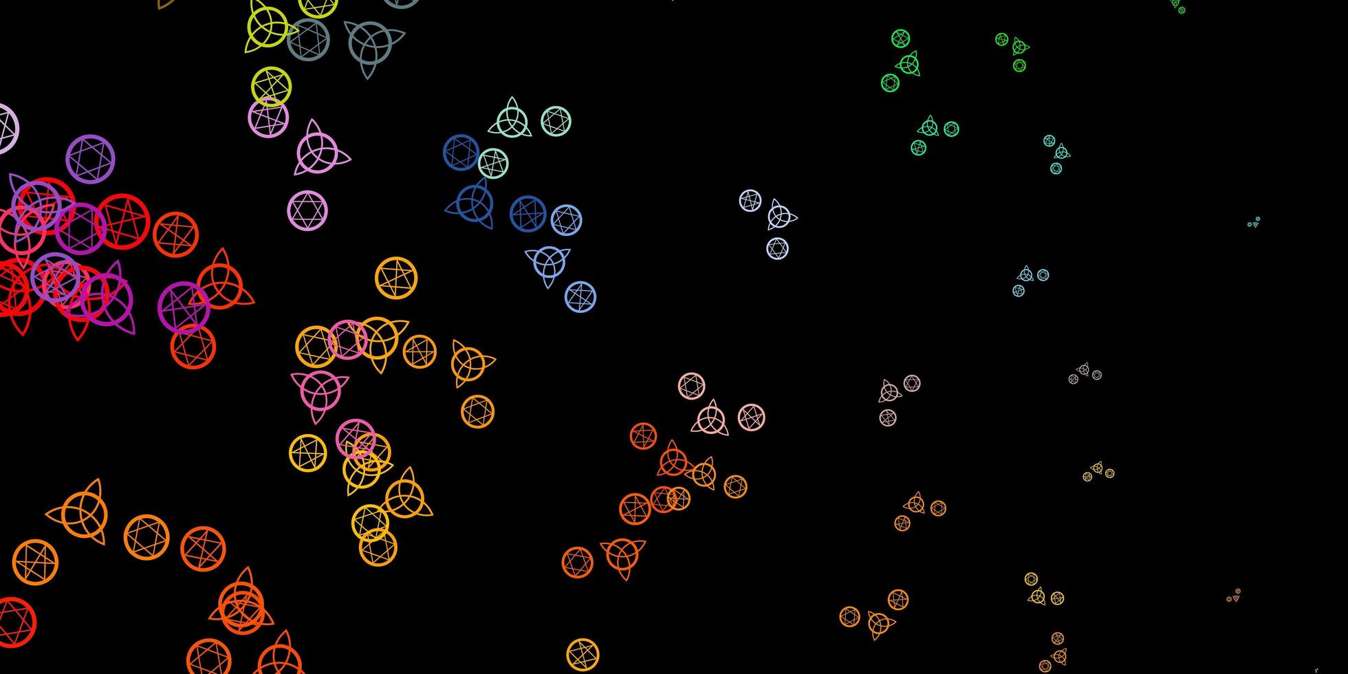 fond de vecteur multicolore sombre avec des symboles occultes.