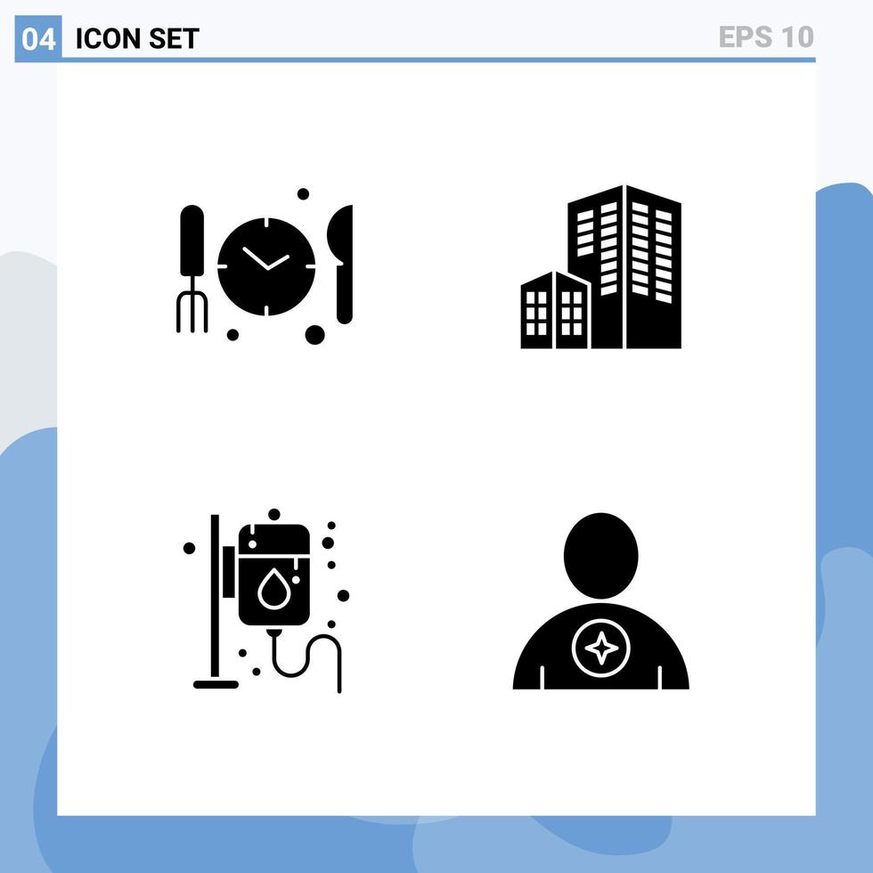 symboles d'icônes universelles groupe de 4 glyphes solides modernes d'architecture de pharmacie médicale éléments de conception vectoriels modifiables pour le corps goutte à goutte vecteur