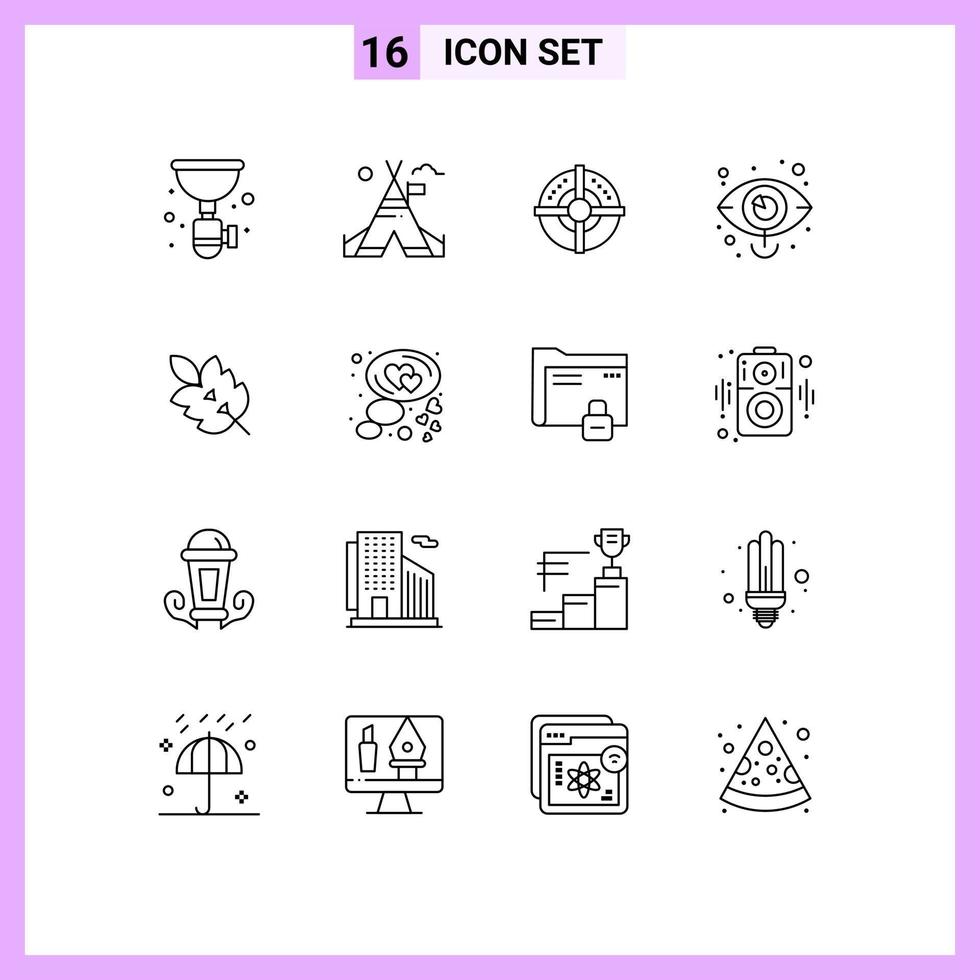 symboles d'icônes universels groupe de 16 contours modernes du marché de la vision éléments de conception vectoriels modifiables du point de vue américain vecteur