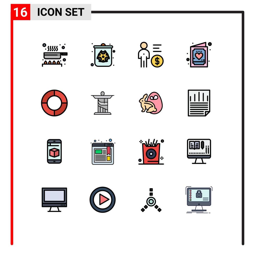 pictogramme ensemble de 16 lignes simples remplies de couleur plate d'enfant mignon entreprise enfant personne éléments de conception vectoriels créatifs modifiables vecteur