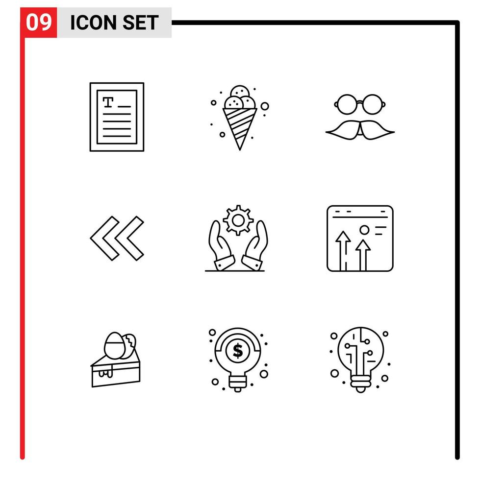 ensemble moderne de 9 contours et symboles tels que des éléments de conception vectoriels modifiables de flèche arrière hipster d'affaires moderne vecteur