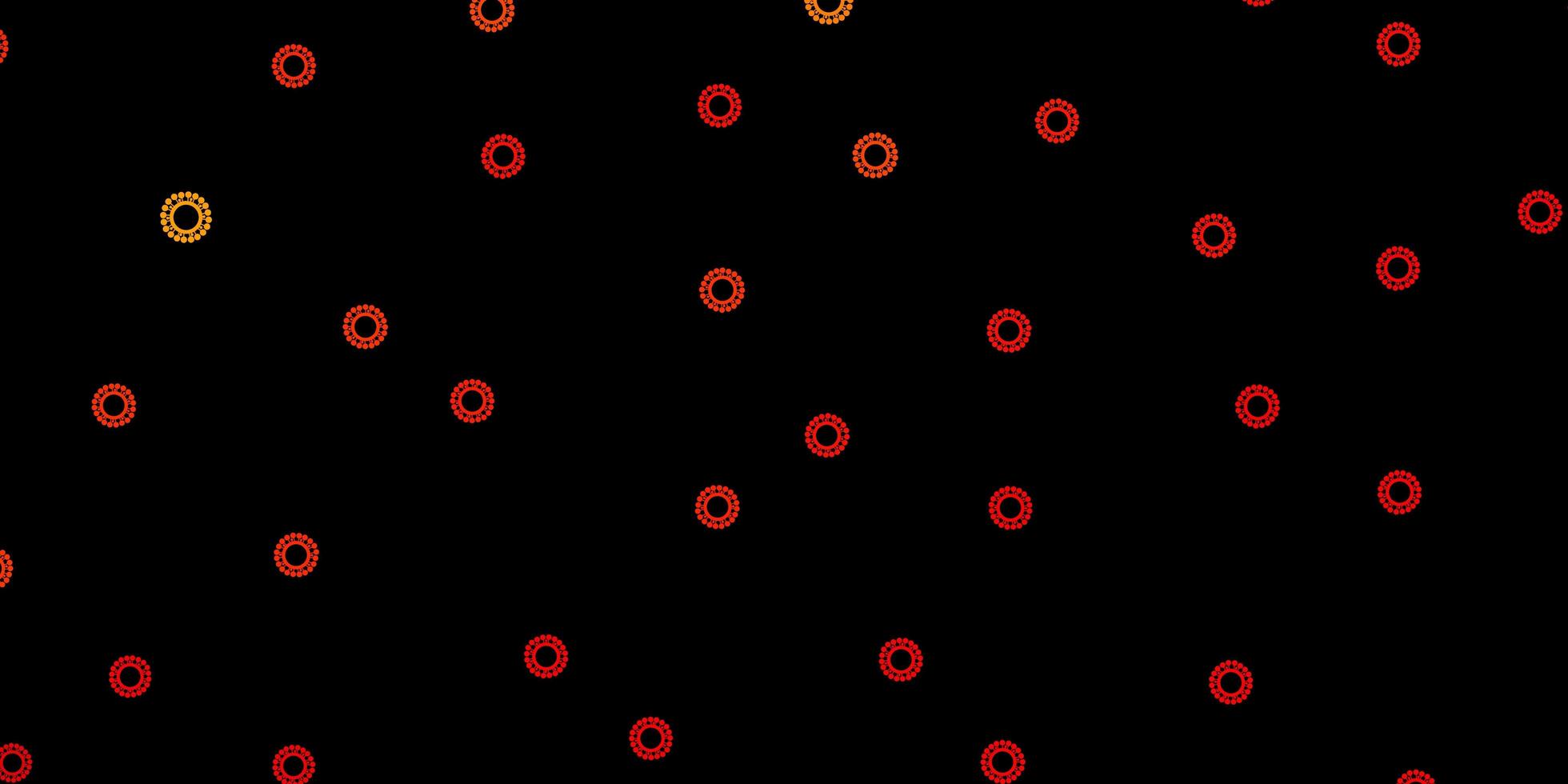 toile de fond de vecteur orange foncé avec des symboles de virus.