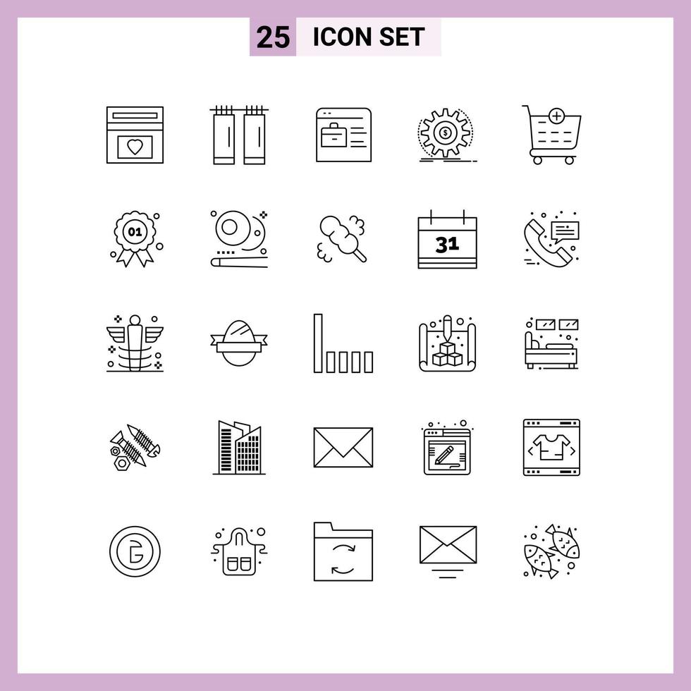 ensemble de 25 symboles d'icônes d'interface utilisateur modernes signes pour la caisse faisant des éléments de conception vectoriels modifiables de financement de revenu de sac vecteur