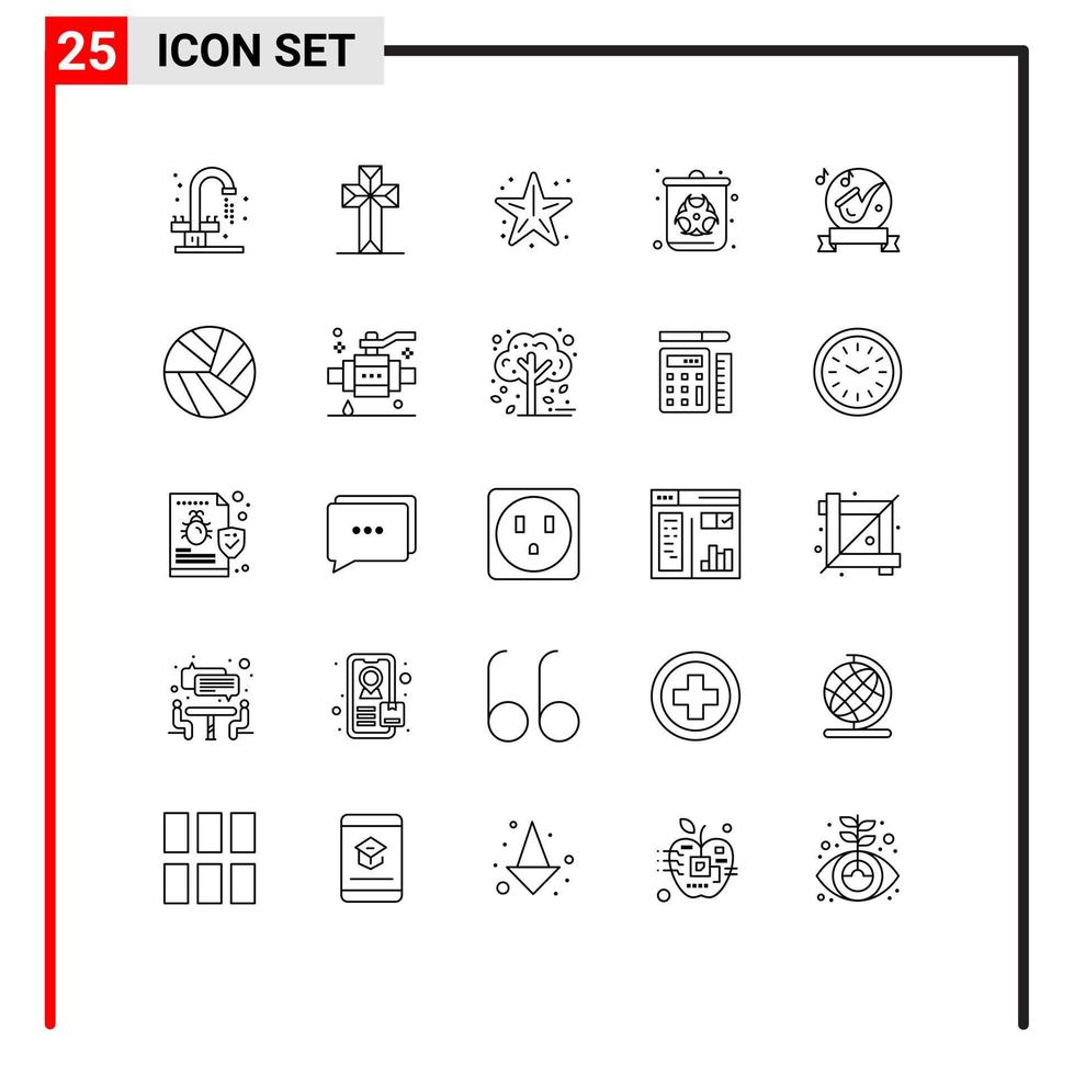 interface utilisateur pack de 25 lignes de base d'éléments de conception vectoriels modifiables d'étoile de mer de gaz de plage de pollution de ruban vecteur