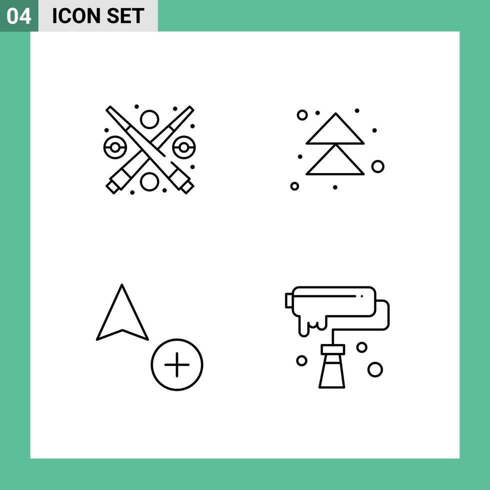 groupe de 4 signes et symboles de couleurs plates remplies pour la copie de billard jouer ensuite les éléments de conception vectoriels modifiables artistiques vecteur