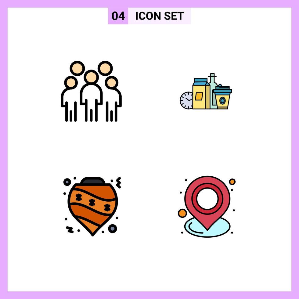 ensemble de 4 symboles d'icônes d'interface utilisateur modernes signes pour les éléments de groupe de personnes de café éléments de conception vectoriels modifiables babiole vecteur