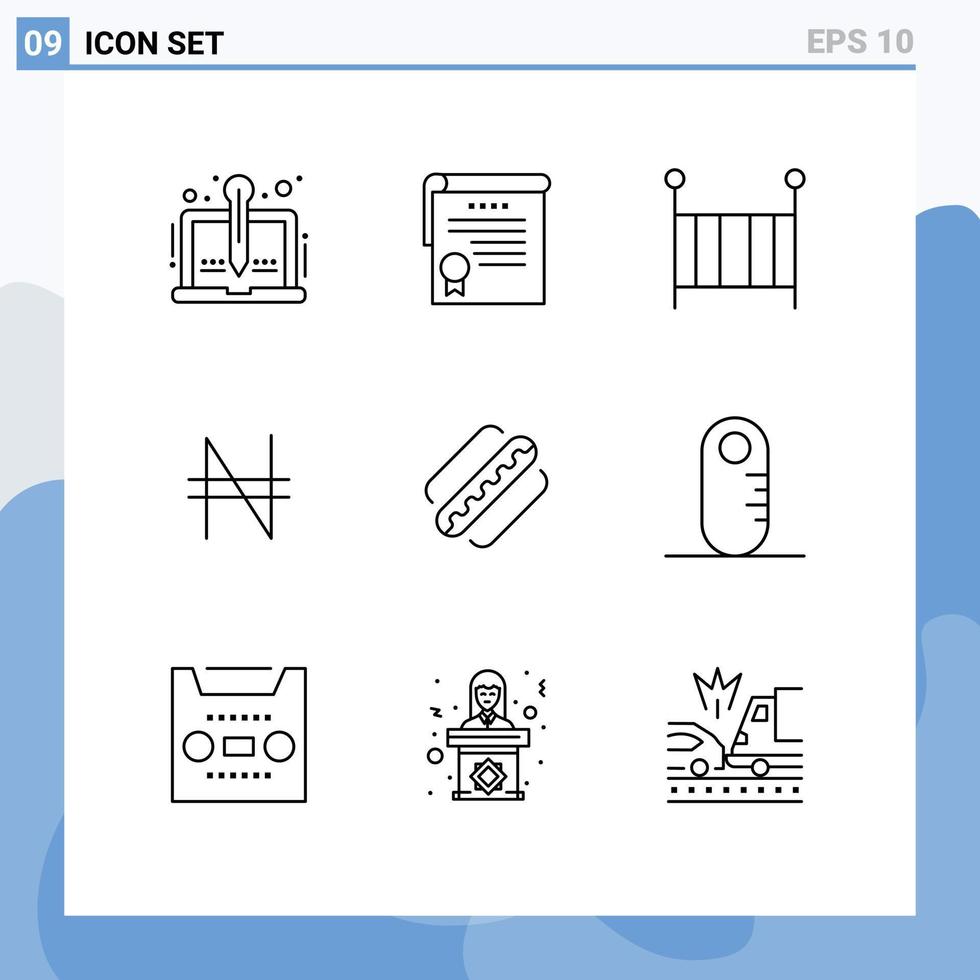 ensemble de 9 symboles d'icônes d'interface utilisateur modernes signes pour les éléments de conception vectoriels modifiables du prix naira du nigeria américain vecteur