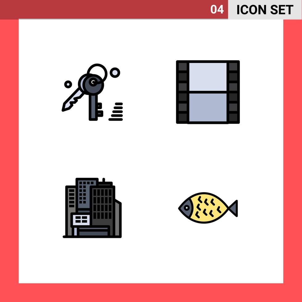 pack de 4 signes et symboles modernes de couleurs plates remplies pour les supports d'impression Web tels que l'architecture de film de poisson gdpr éléments de conception vectoriels modifiables de pâques vecteur