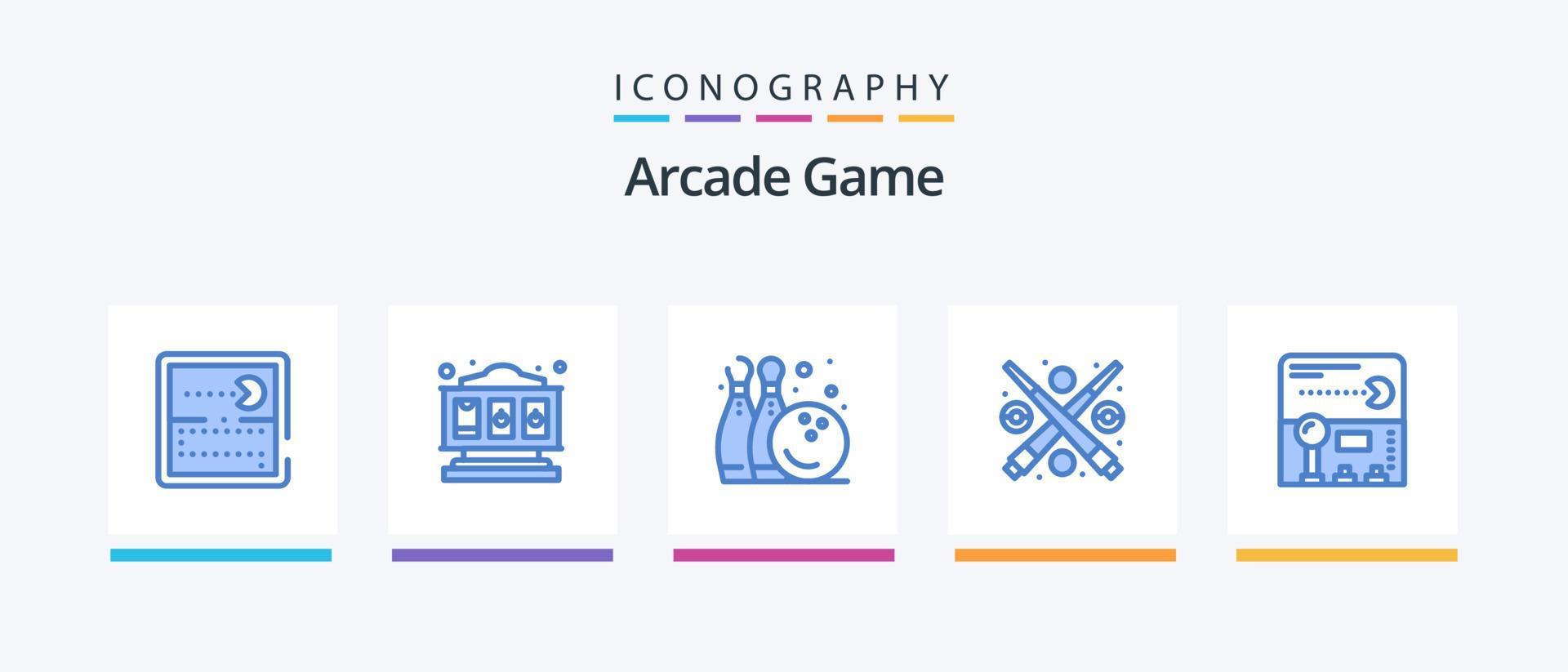 pack d'icônes arcade bleu 5, y compris amusant. manette. amusement. jouer. amusement. conception d'icônes créatives vecteur