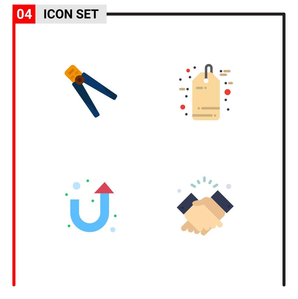 4 signes d'icônes plates universelles symboles de pince vente étiquette sertissage signe vendredi noir éléments de conception vectoriels modifiables vecteur