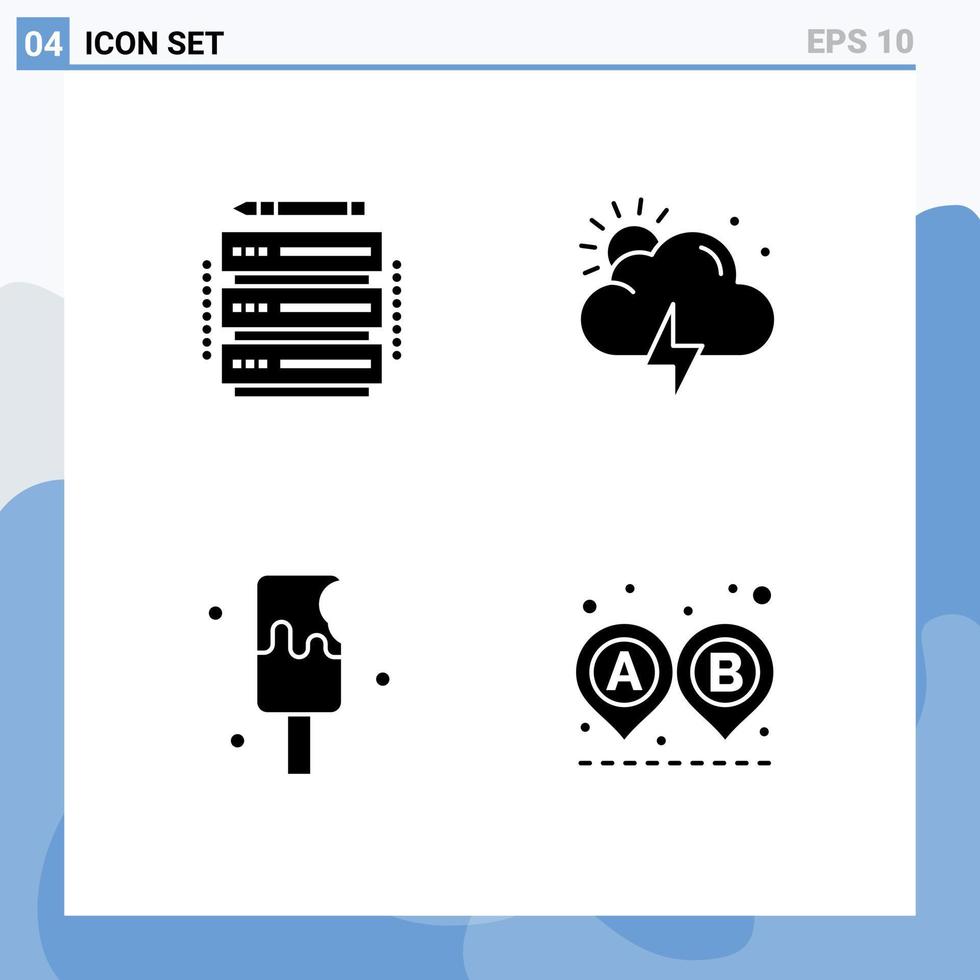 4 icônes créatives signes et symboles modernes de modification des éléments de conception vectoriels modifiables de la destination du soleil du serveur de crème glacée vecteur