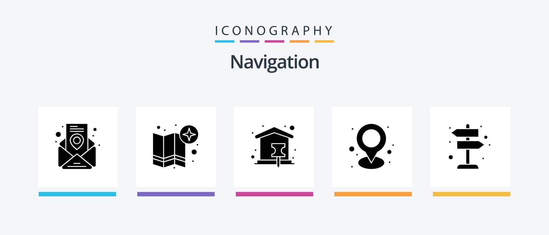 pack d'icônes de glyphe de navigation 5, y compris le signe. épingler. point. carte. épingler. conception d'icônes créatives vecteur