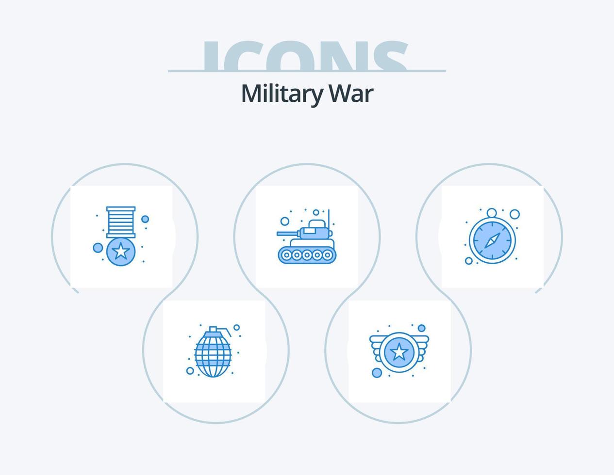 pack d'icônes bleu guerre militaire 5 conception d'icônes. optimisation du temps. militaire. badge. lutte. Char vecteur