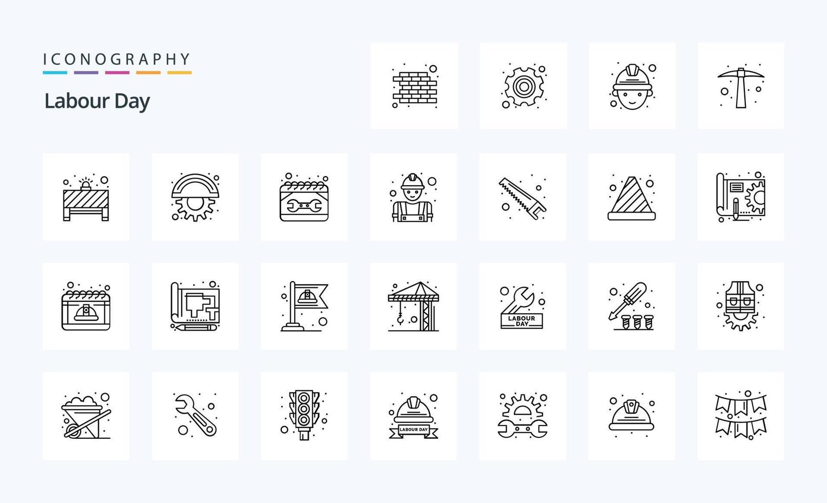25 pack d'icônes de ligne de la fête du travail vecteur