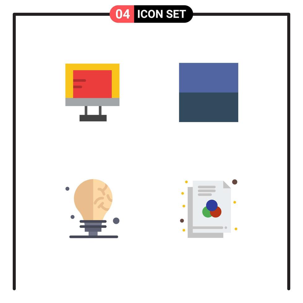 ensemble moderne de 4 pictogrammes d'icônes plates d'éléments de conception vectoriels modifiables au format de mise en page de l'école d'informatique vecteur