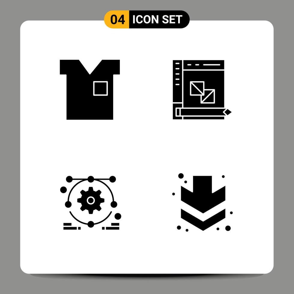 pack de 4 signes et symboles de glyphes solides modernes pour les supports d'impression Web tels que la chemise de planification de vêtements développer la conception Web éléments de conception vectoriels modifiables vecteur