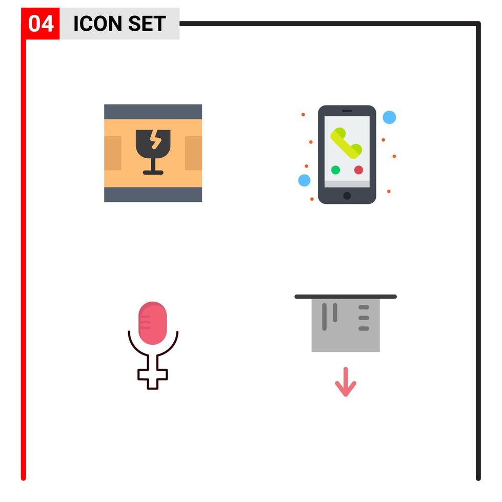 pack de lignes vectorielles modifiables de 4 icônes plates simples de formes d'enregistrement brisé éléments de conception vectorielle modifiables de carte téléphonique vecteur