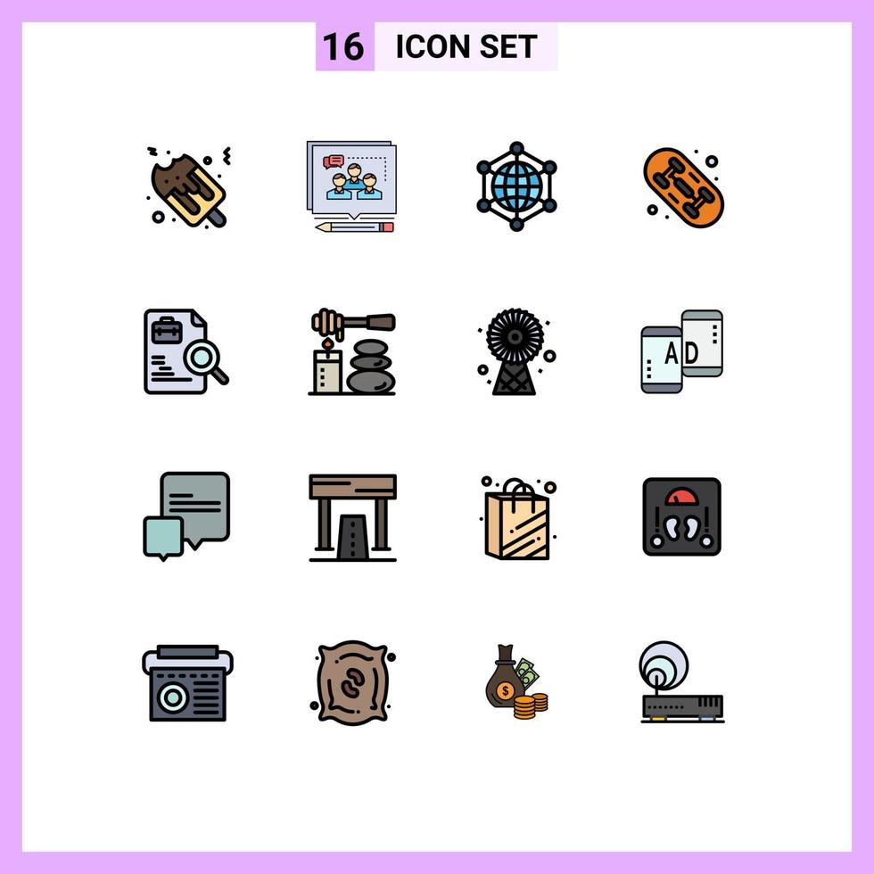 ensemble de 16 symboles d'icônes d'interface utilisateur modernes signes pour le tableau d'analyse de passe-temps de document éléments de conception vectoriels créatifs modifiables sur internet vecteur