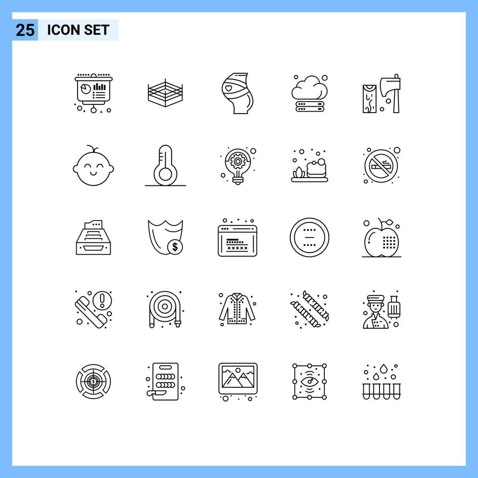 25 icônes créatives signes et symboles modernes de hache stockage ceinture serveur femmes éléments de conception vectoriels modifiables vecteur