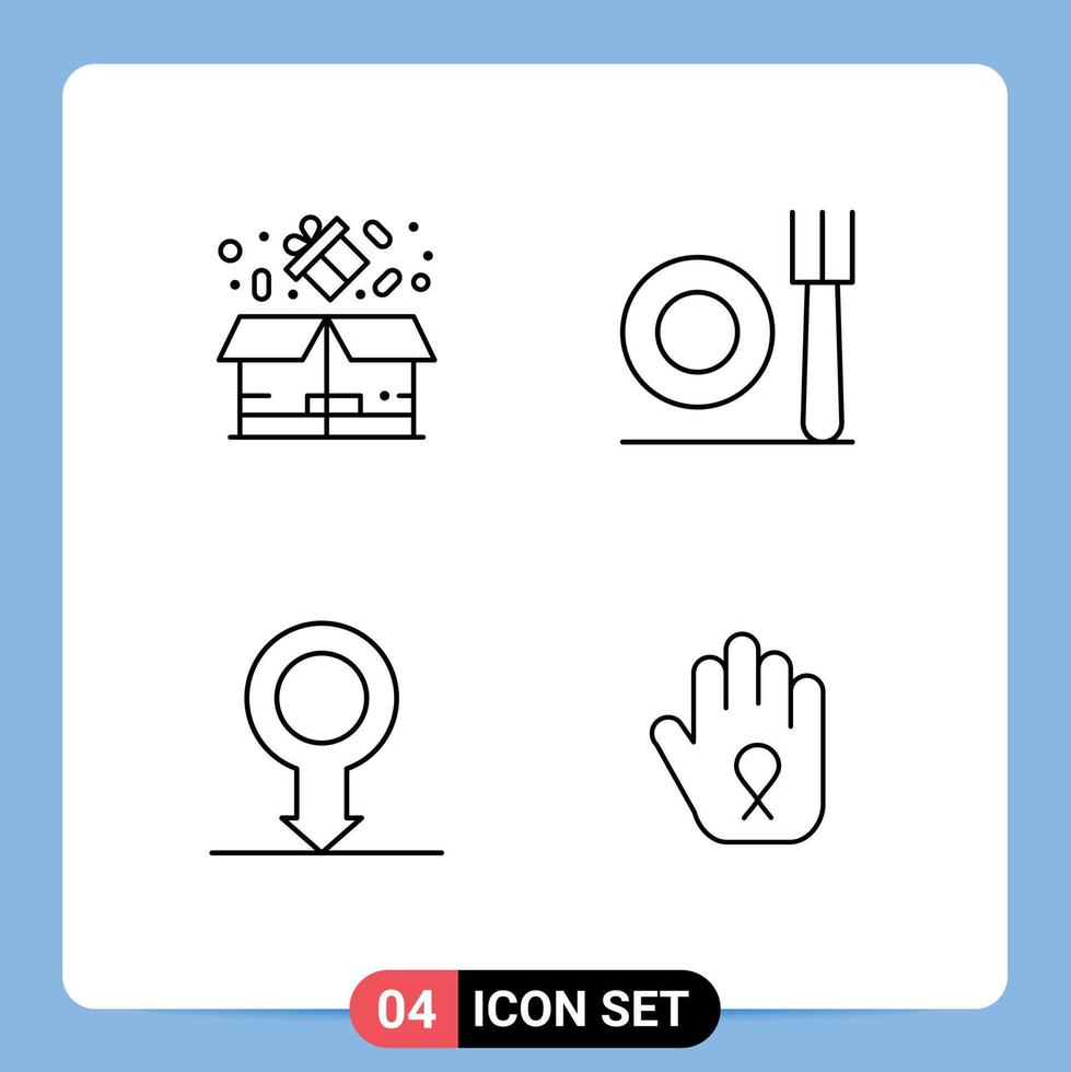 4 signes de ligne universels symboles de boîte sexe vente restaurant éléments de conception vectoriels modifiables à la main vecteur