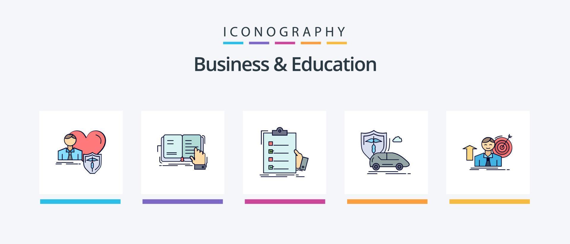 ligne d'affaires et d'éducation remplie de 5 packs d'icônes, y compris médical. Assurance. prendre contact. en ligne. allocation. conception d'icônes créatives vecteur