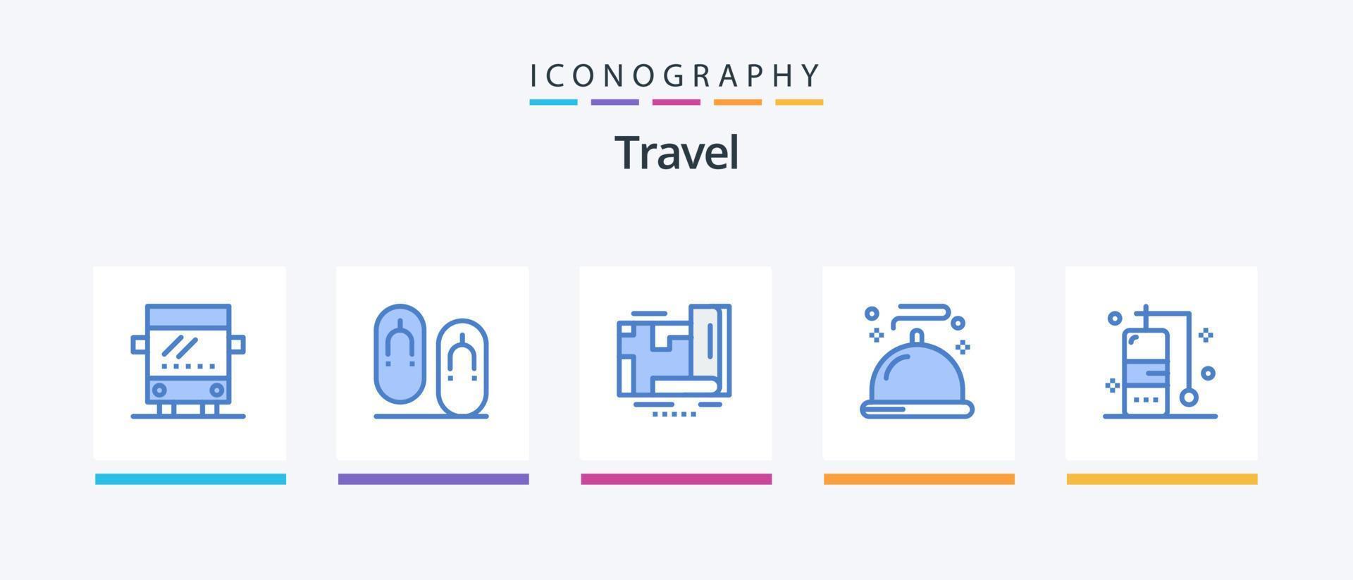pack d'icônes de voyage bleu 5, y compris les vacances. plongée. emplacement. un service. menu. conception d'icônes créatives vecteur