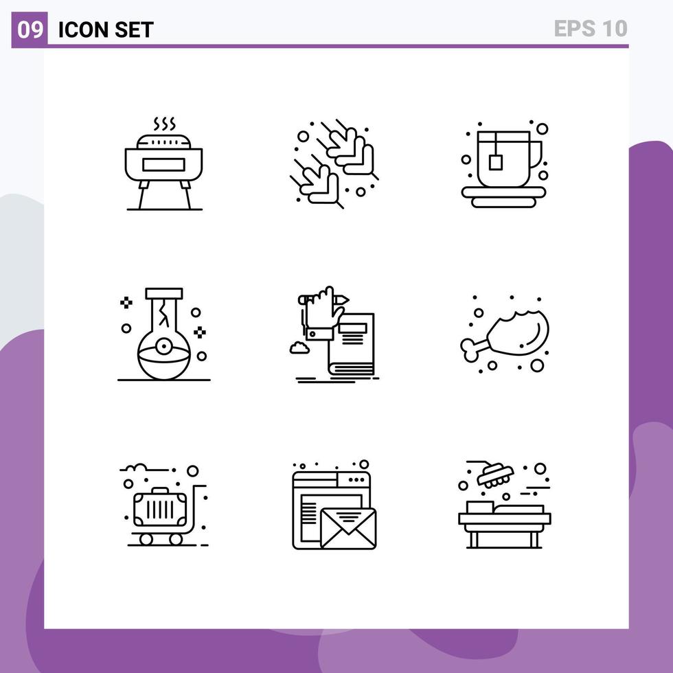 pack d'icônes vectorielles stock de 9 signes et symboles de ligne pour l'apprentissage de l'éducation ballon magique chaud éléments de conception vectoriels modifiables vecteur