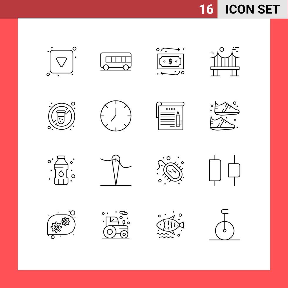 pack d'icônes vectorielles stock de 16 signes et symboles de ligne pour les éléments de conception vectorielle modifiables en métal de route de régime alimentaire de tube vecteur