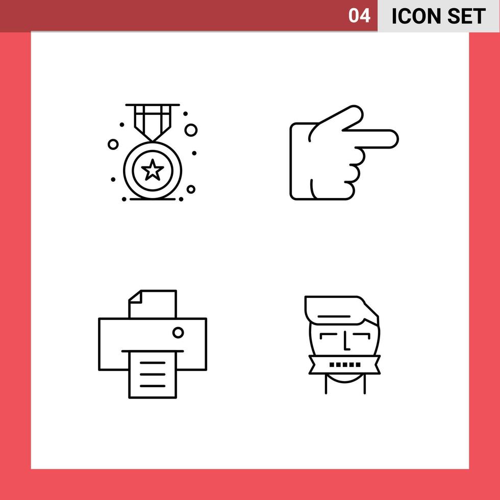 4 signes de ligne universels symboles de récompense école d'imprimante bouche droite éléments de conception vectoriels modifiables vecteur