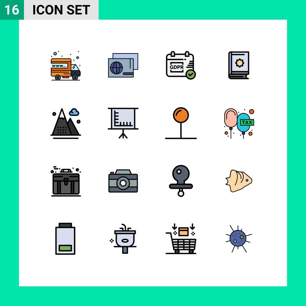 interface utilisateur pack de 16 lignes de base remplies de couleurs plates d'étoiles d'athlétisme gdpr ramadhan livre éléments de conception vectoriels créatifs modifiables vecteur