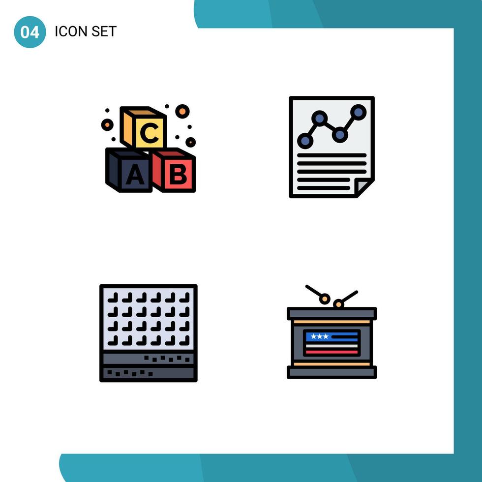 pack d'icônes vectorielles stock de 4 signes et symboles de ligne pour alphabet biscuit école lettre douce éléments de conception vectoriels modifiables vecteur