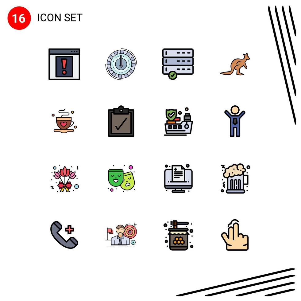 interface mobile ligne remplie de couleurs plates ensemble de 16 pictogrammes de trave indigènes réduire les éléments de conception vectoriels créatifs modifiables anormaux australiens vecteur