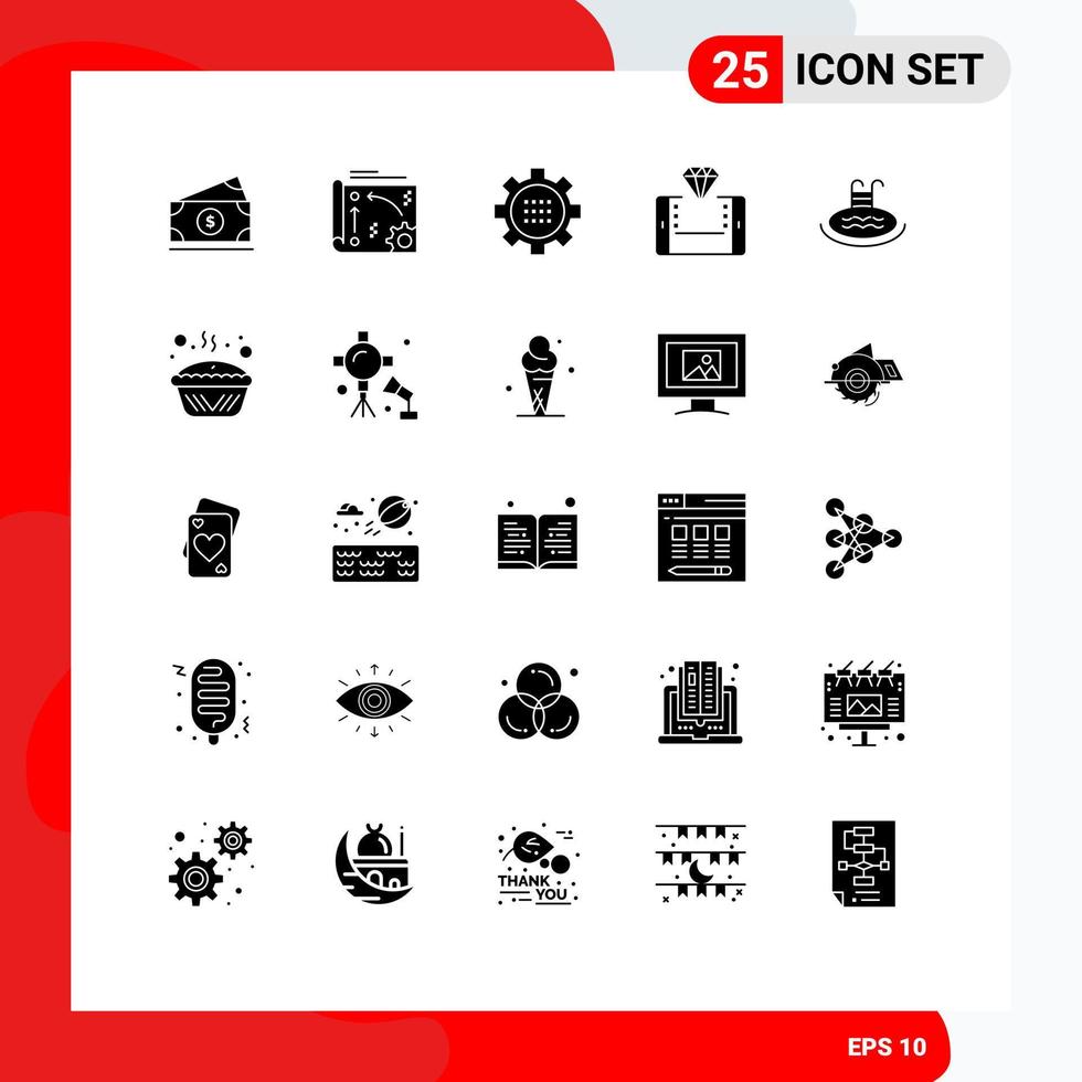 pack de 25 signes et symboles de glyphes solides modernes pour les supports d'impression web tels que les achats en ligne api options mobiles éléments de conception vectoriels modifiables vecteur