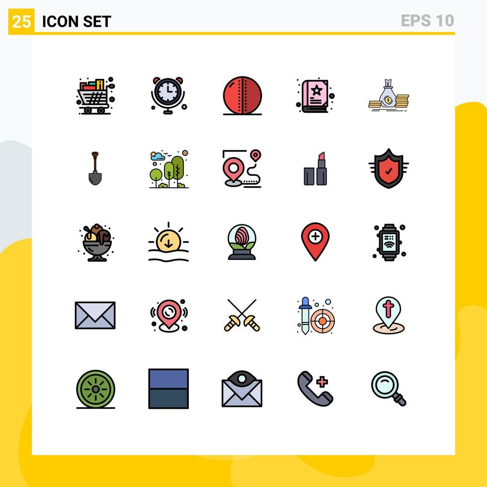25 icônes créatives signes et symboles modernes du livre d'accumulation internet des objets bébé boule solide éléments de conception vectoriels modifiables vecteur
