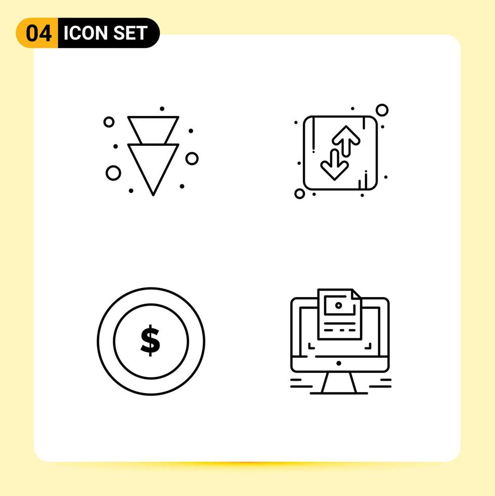 4 couleurs plates vectorielles thématiques remplies et symboles modifiables de l'écran d'orientation flèche dollar flèche éléments de conception vectoriels modifiables vecteur