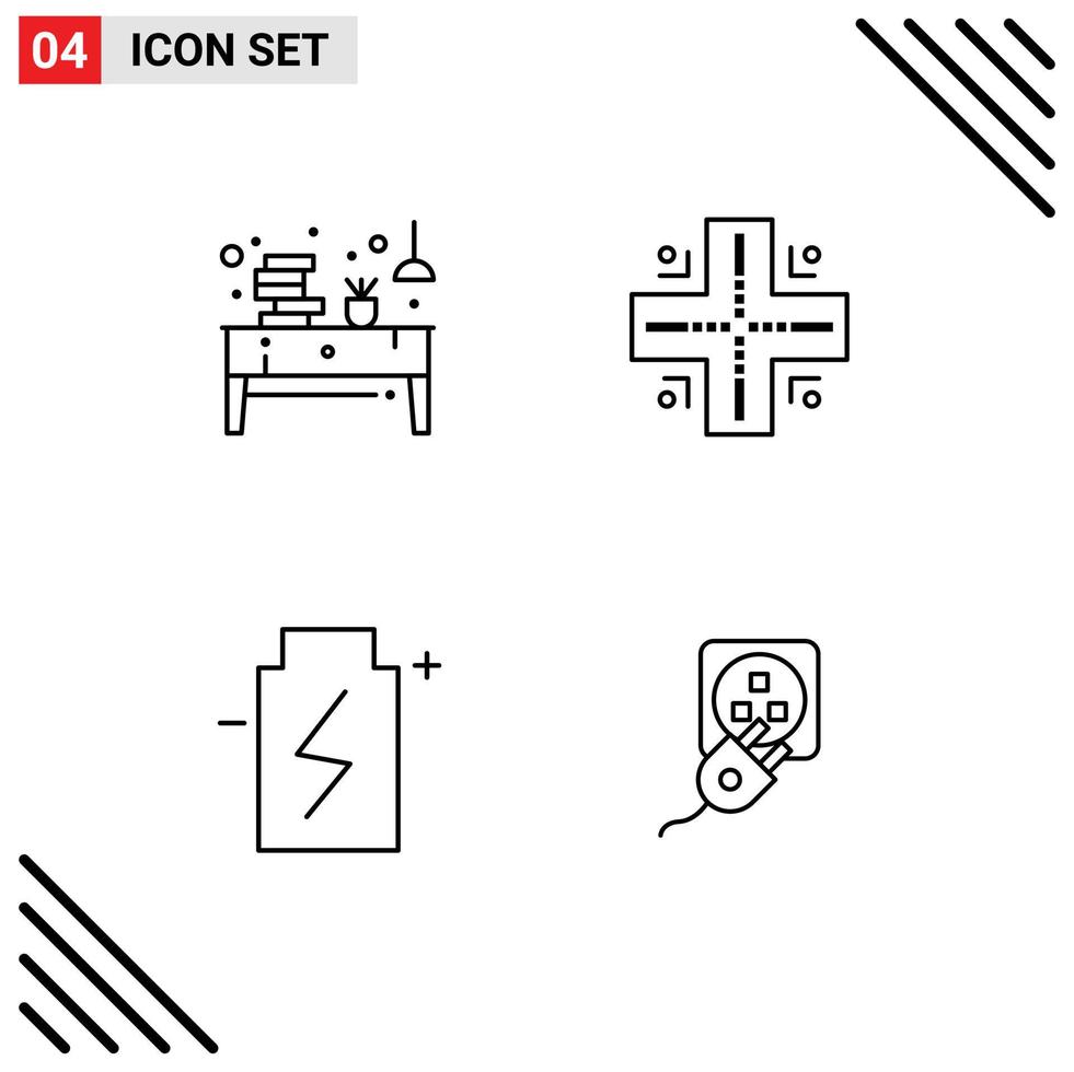 pack d'icônes vectorielles stock de 4 signes et symboles de ligne pour les éléments de conception vectoriels modifiables de l'énergie de l'emplacement du bureau écologique du livre vecteur