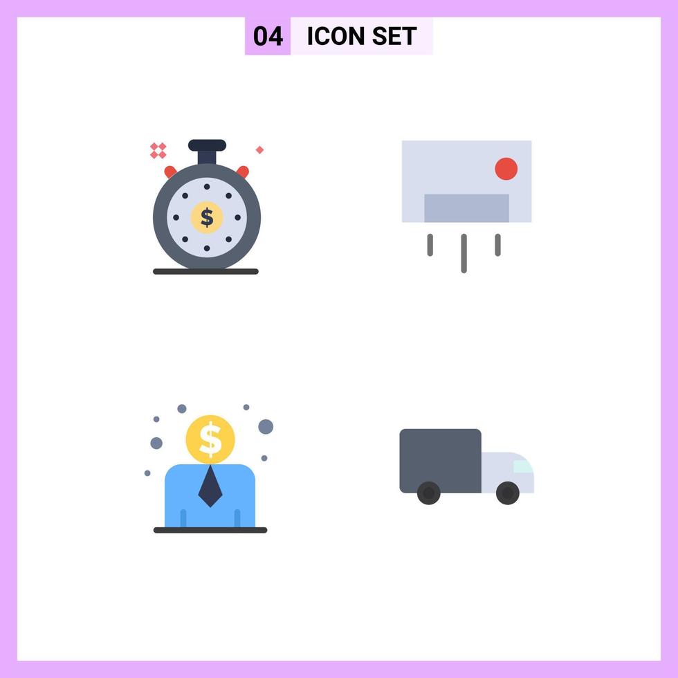 4 icônes créatives signes et symboles modernes du salaire des employés de l'horloge ac home ware logistique éléments de conception vectoriels modifiables vecteur