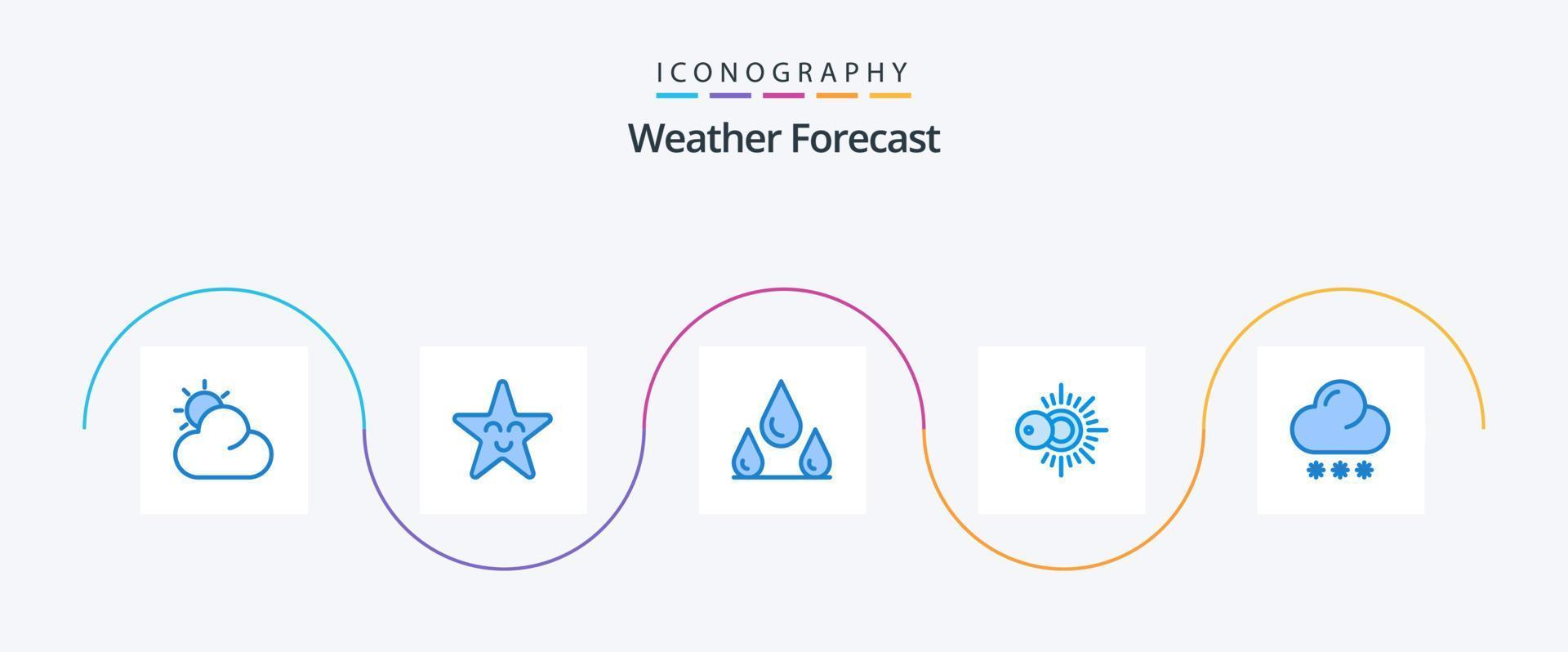 pack d'icônes météo bleu 5 comprenant. Soleil. la météo. les prévisions vecteur