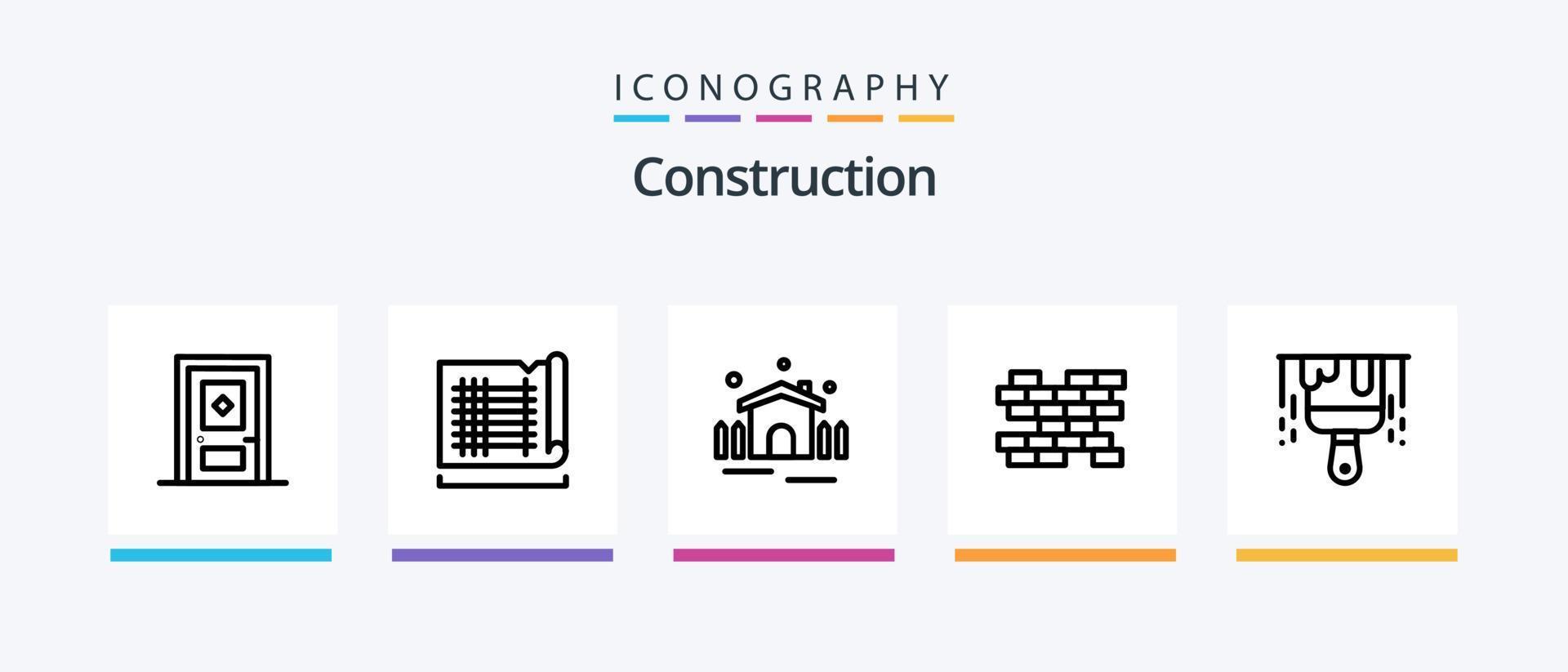 pack d'icônes de la ligne de construction 5, y compris la construction. la structure. outils. échafaudage. construction. conception d'icônes créatives vecteur