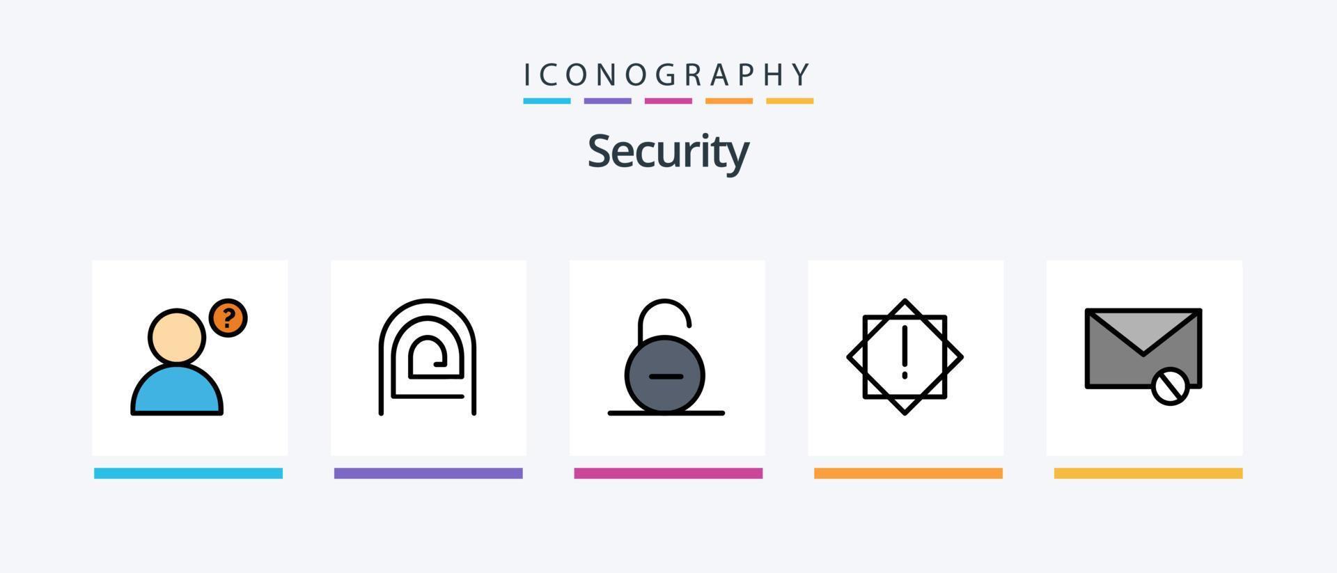 ligne de sécurité remplie de 5 packs d'icônes, y compris la sécurité. serrure. poster. Sécurité. serrure. conception d'icônes créatives vecteur