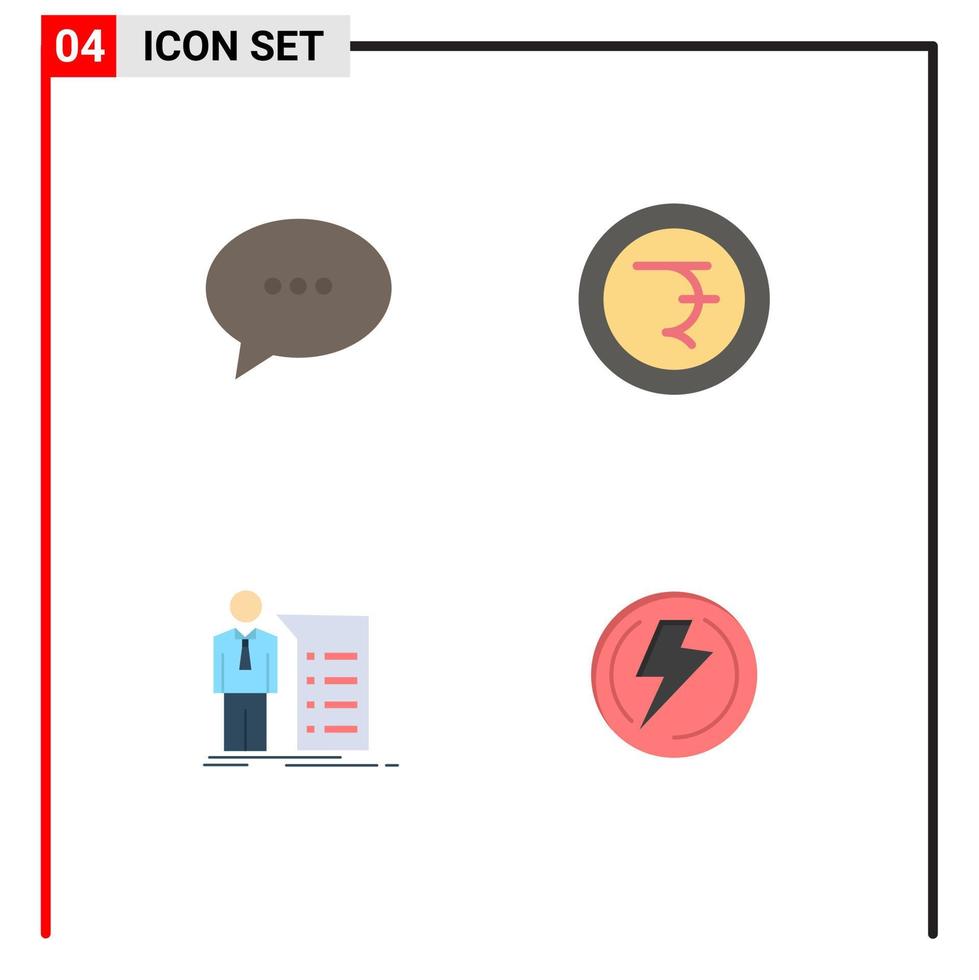 4 icônes créatives signes et symboles modernes de graphique de chat bulle roupie présentation éléments de conception vectoriels modifiables vecteur