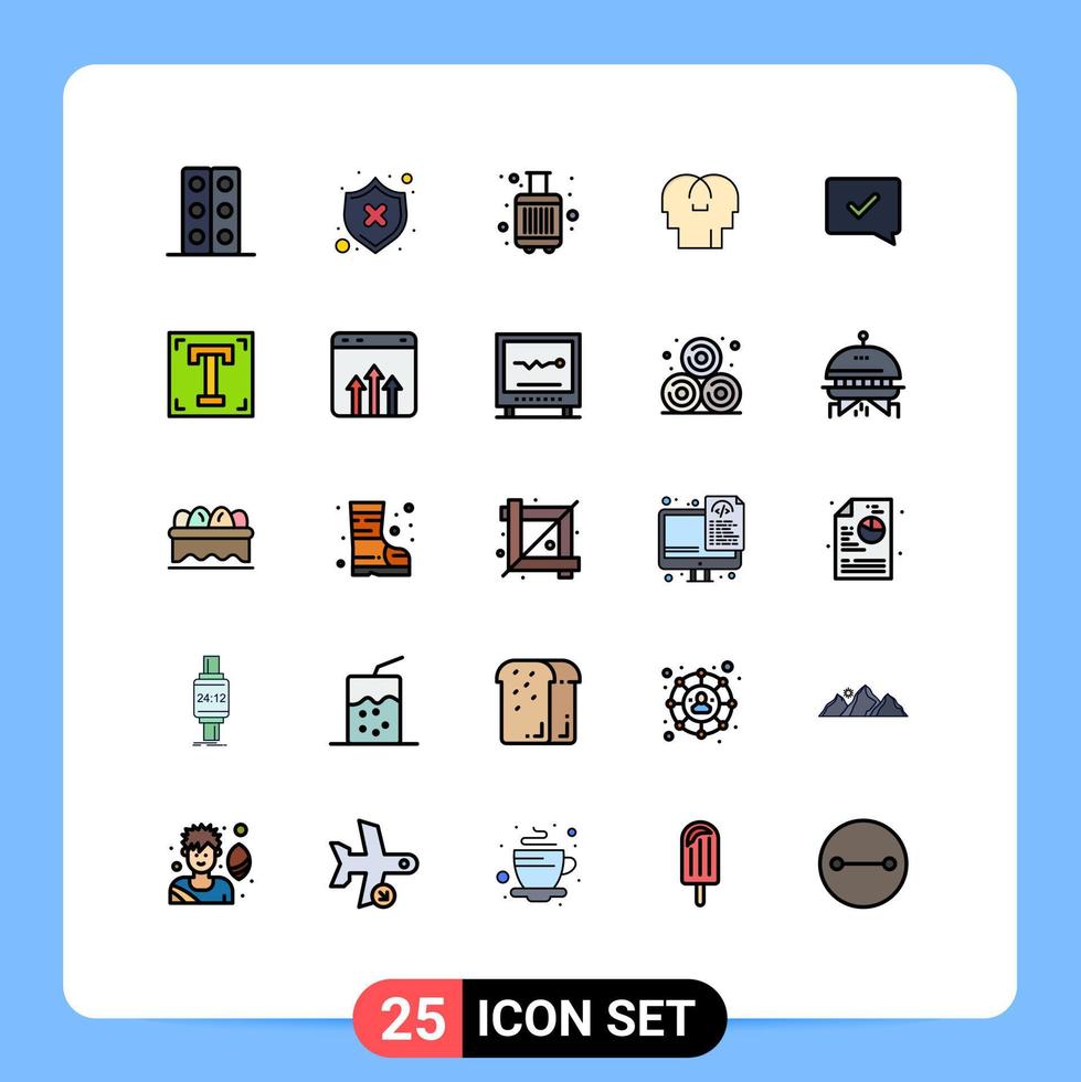 25 icônes créatives signes et symboles modernes d'approuver les sentiments de bouclier d'esprit éléments de conception vectoriels modifiables touristiques vecteur