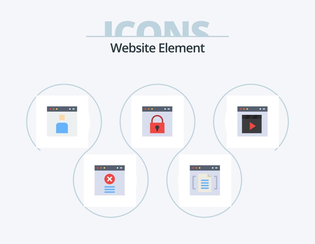 élément de site Web pack d'icônes plat 5 conception d'icônes. le mot de passe. serrure. avatar. interface. personnes vecteur