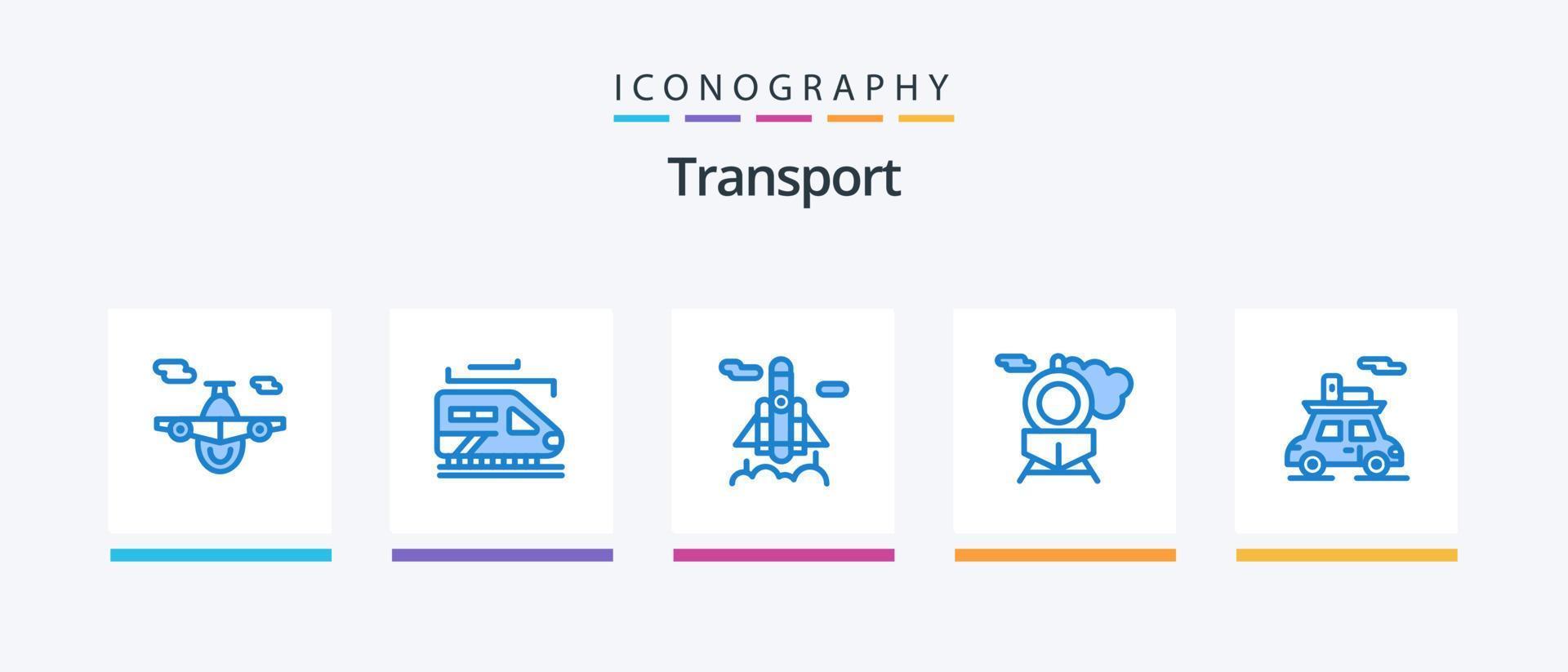 pack d'icônes de transport bleu 5 comprenant. le transport. espace. des sports. le transport. conception d'icônes créatives vecteur