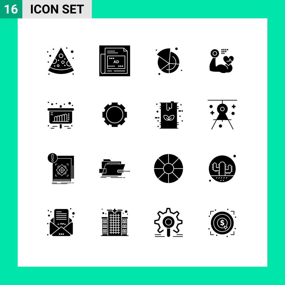 pack d'icônes vectorielles stock de 16 signes et symboles de ligne pour la présentation marché d'affaires battre muscle éléments de conception vectoriels modifiables vecteur